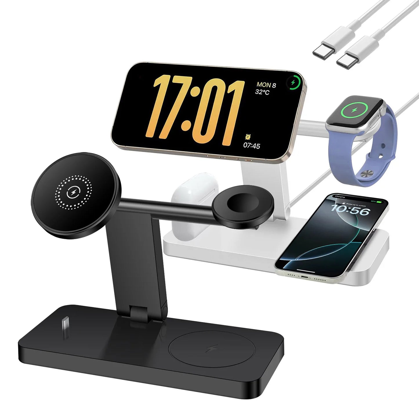 4 in 1 Magnetic Wireless Charger Stand for iPhone 17/16/15/14/13 pro Max And IWatc Cellphone Charging Dock Station