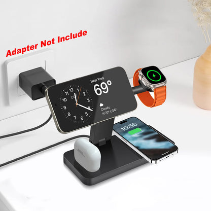 4 in 1 Magnetic Wireless Charger Stand for iPhone 17/16/15/14/13 pro Max And IWatc Cellphone Charging Dock Station