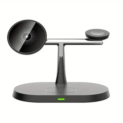 Magnetic 3-in-1 Wireless Charger 15W Fast Charging Stand for Smartphone, Smartwatch & Wireless Earbuds Portable Desktop