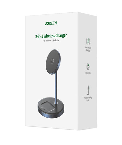 UGREEN Magnetic Wireless Charger Stand 7.5W 2-in-1 Charging Stand For iPhone 16 17 Pro Max/iPhone 14/AirPods Fast Charger