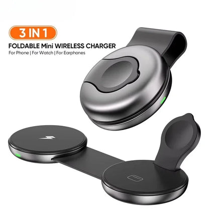 Fast 3-in-1 Wireless Charging Dock – Foldable & Compact